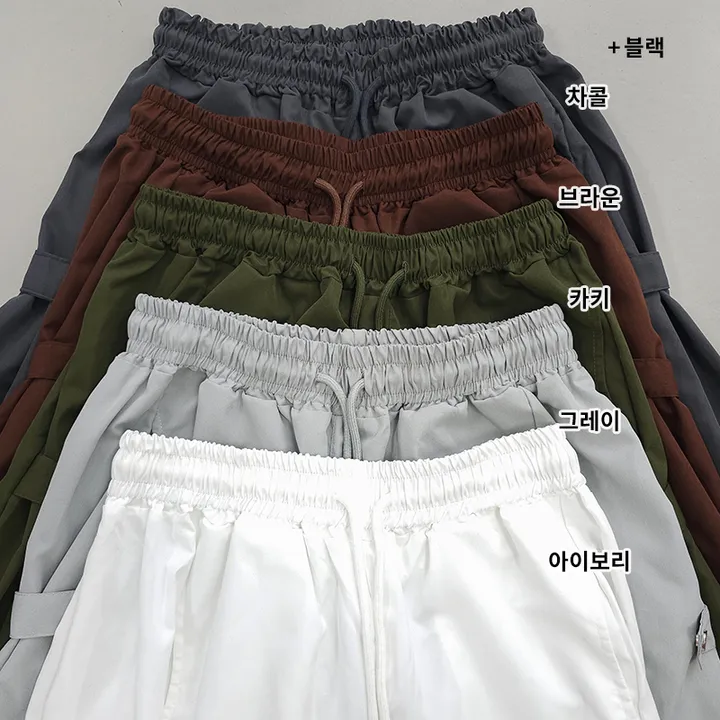 [힙통와이드🖤] 비조 사이드 스냅 스트링 벌룬 절개라인 롱팬츠 6color 상세 이미지 4