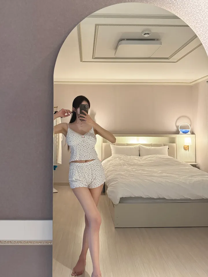 💘큐티섹시💘 [2버전/캡내장] 로즈 바디수트 투피스 세트 잠옷 홈웨어 파자마 상세 이미지 15