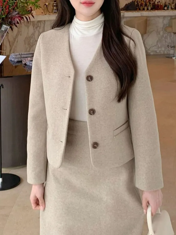 [겨울신상✨] 슈슈 노카라자켓 / 겨울자켓 가을자켓 기모자켓 울자켓 모직자켓 울코트 모직코트 숏코트 숏자켓 트위드자켓 하객룩 겨울코트 핸드메이드 코트 떡볶이코트 후드코트 레이어드 자켓 기모 코듀로이 스웨이드 무스탕 퍼자켓 하프코트 케이프코트 망토 겨울옷 상세 이미지 13