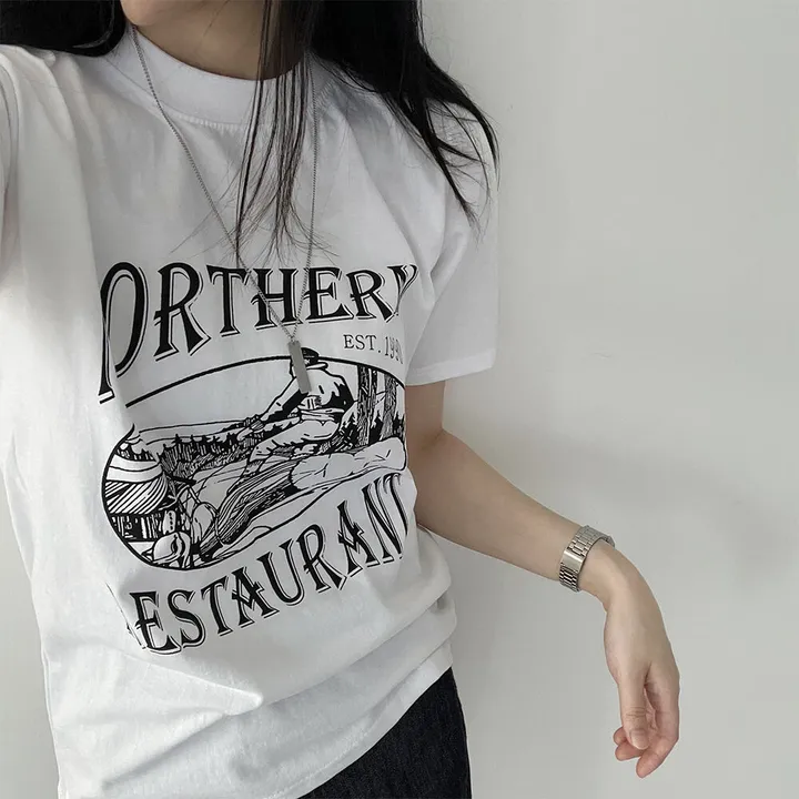 스트릿 힙 빈티지 프린팅 반팔티셔츠 상세 이미지 3