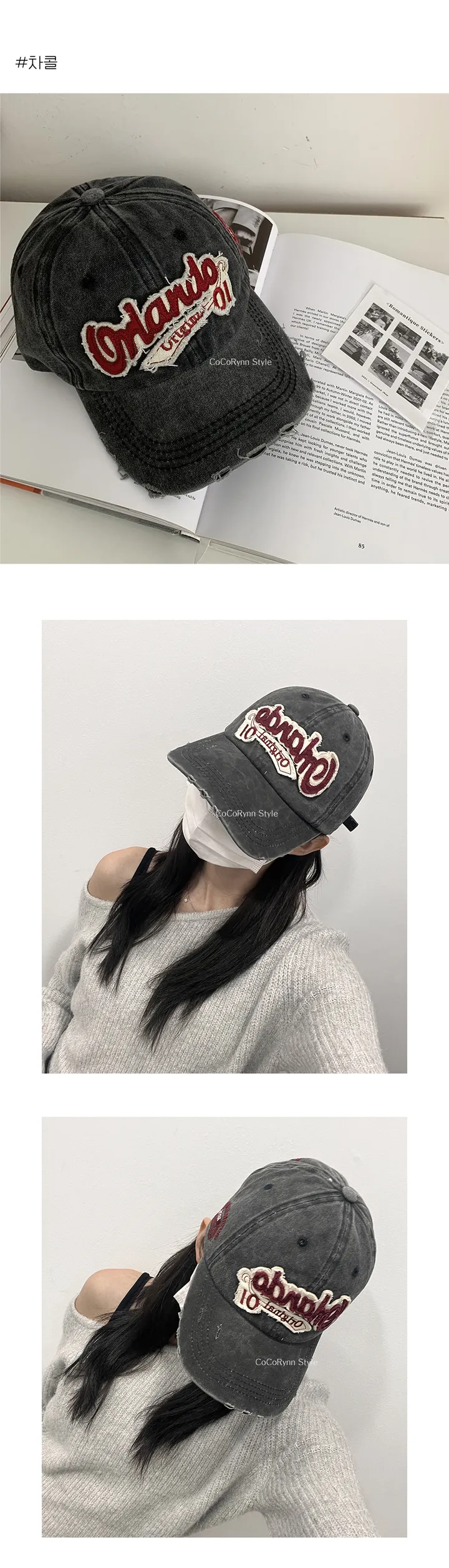 **당일출고** 올란도 빈티지 야구모자(5colors) 남녀공용 자수 모자 상세 이미지 3
