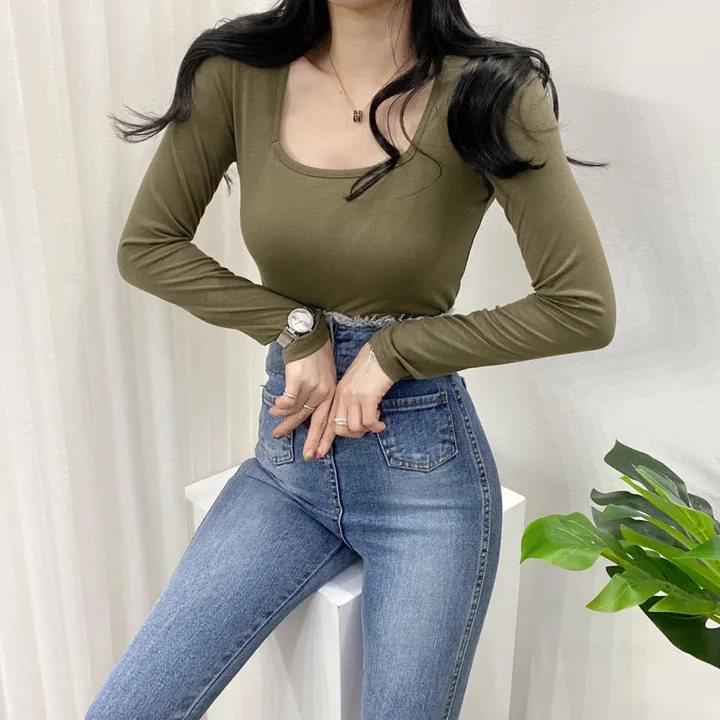 🚀당일발송🚀[묶음할인/11컬러] 조이 봄 가을 뉴 스퀘어넥 긴팔 티셔츠 이너티 상세 이미지 45