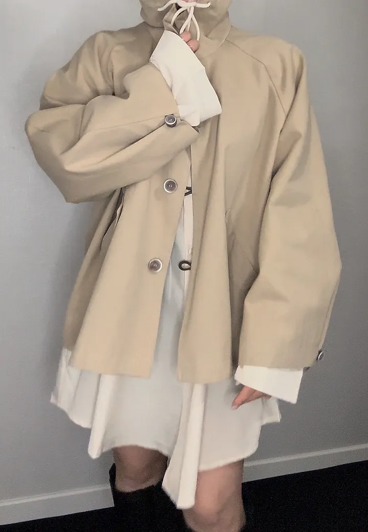 [🤍당일출고🤍/아방핏제대로2color/고퀄리티] 프리미엄 하프 후드 트렌치 야상 코트 자켓 상세 이미지 32