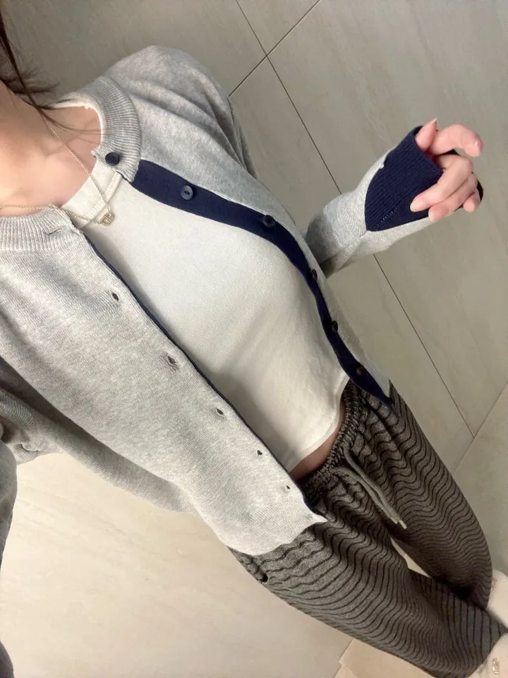 3color) 배색 포인트 소매절개 가디건 *배색가디건, 니트가디건 상세 이미지 19