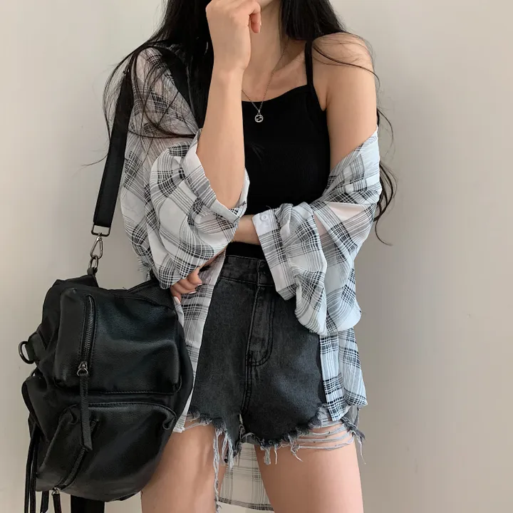 [장마철&휴가철] 은은한 시스루 루즈핏 체크남방,셔츠;2col 상세 이미지 30