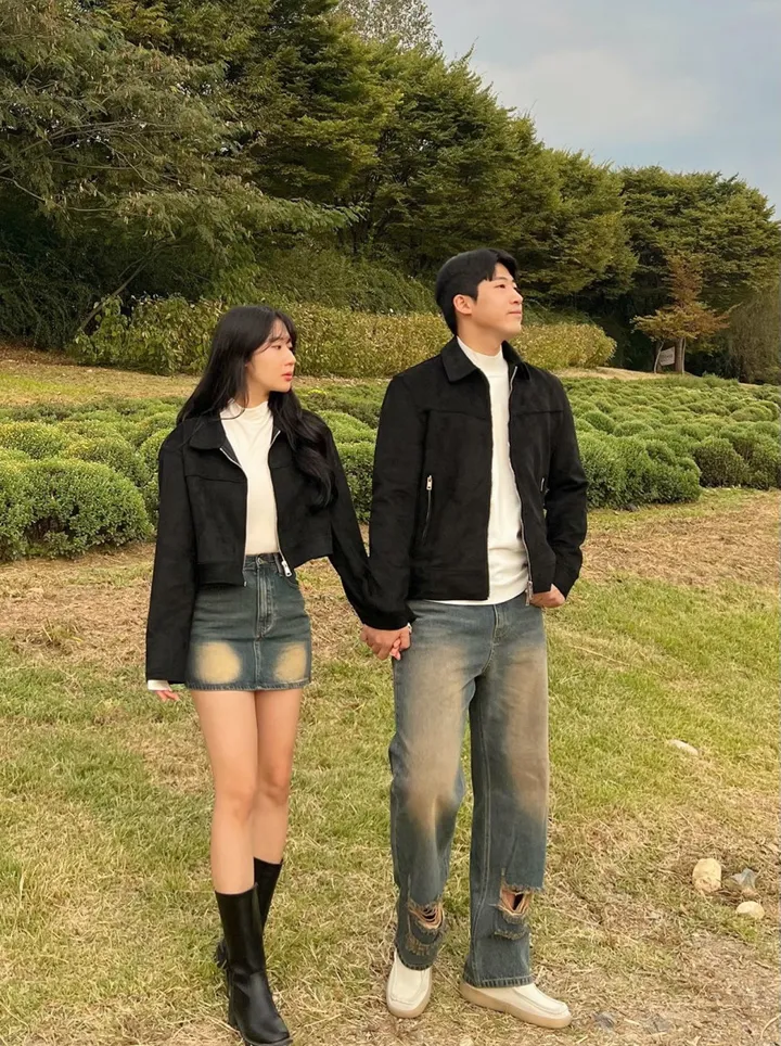 당일출고![단독/시밀러룩] 봄 가을 스웨이드 자켓 크롭 오버핏 워싱 청치마 청바지 커플룩 상세 이미지 20
