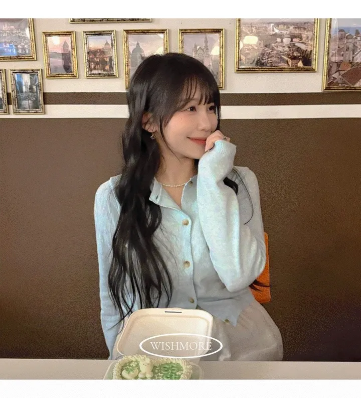 [너무 예뻐요../색감보장] 젤라또 레이어드 캐시미어 라운드 크롭 단추 니트 가디건 (9 col) 봄가디건 기본텝 상세 이미지 2