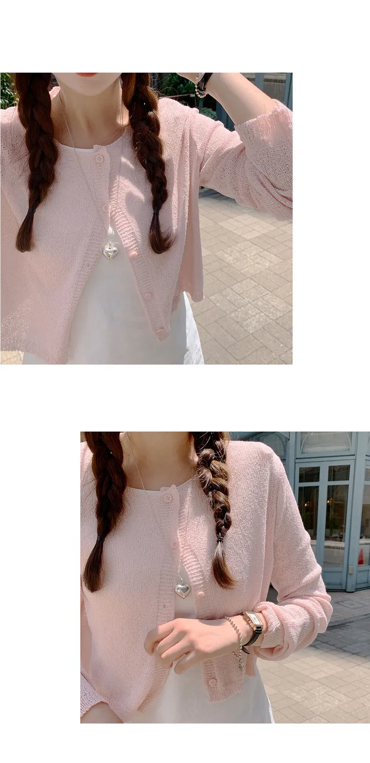[살안타💖] 팝핑 솜사탕 니트 가디건크롭 시스루 레이어드 볼레로 커버업 부클 가디건 가을 간절기 아우터 살안타템 상세 이미지 29