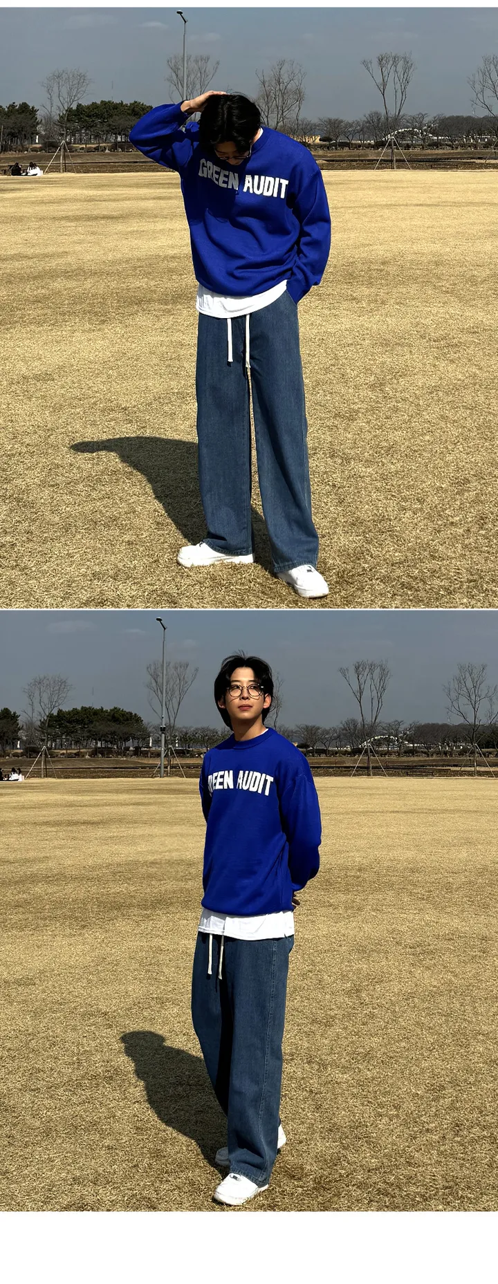 [당일출고][두장묶음할인]남자 란모 봄 가을 사계절 밴딩 와이드 청바지 데님팬츠 상세 이미지 32
