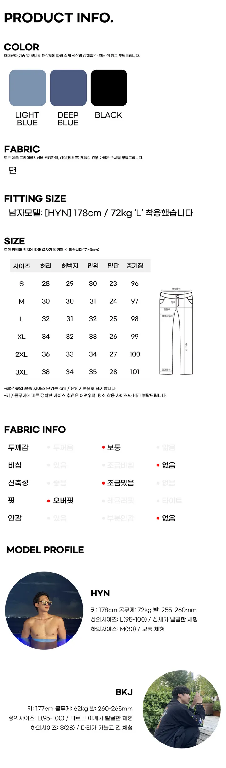 [당일출고][두장묶음할인]남자 란모 봄 가을 사계절 밴딩 와이드 청바지 데님팬츠 상세 이미지 13