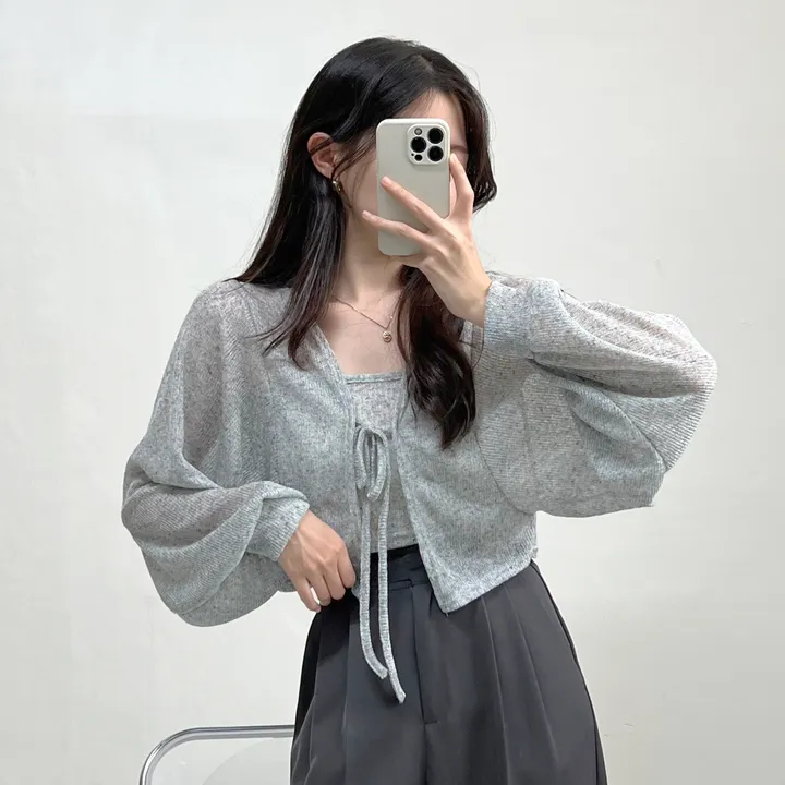 (3col) 루즈핏 볼레로 리본 긴팔 가디건 상세 이미지 21