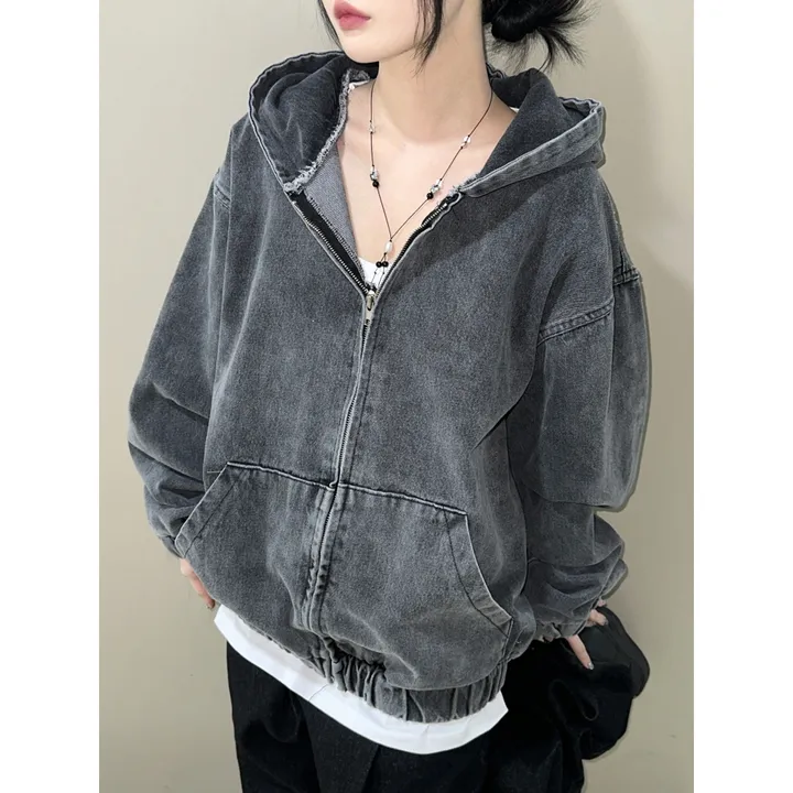 [UNISEX]시티드 데님 루즈 박시 후드 집업 점퍼 자켓(2color/5-7일 여유주문) 상세 이미지 30