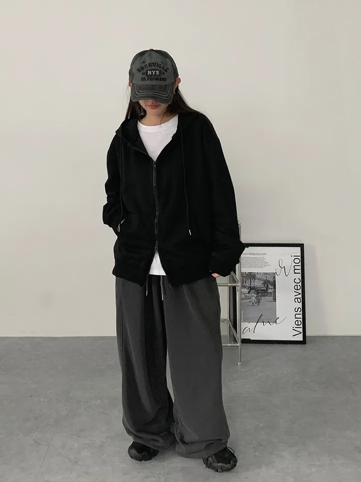[UNISEX🖤/2사이즈선택(추가금x) 교복템,퀄보장🖤 투웨이집업 오버핏 기본 데일리 후드집업 남녀공용 커플템] 올데이투웨이후드집업 상세 이미지 44