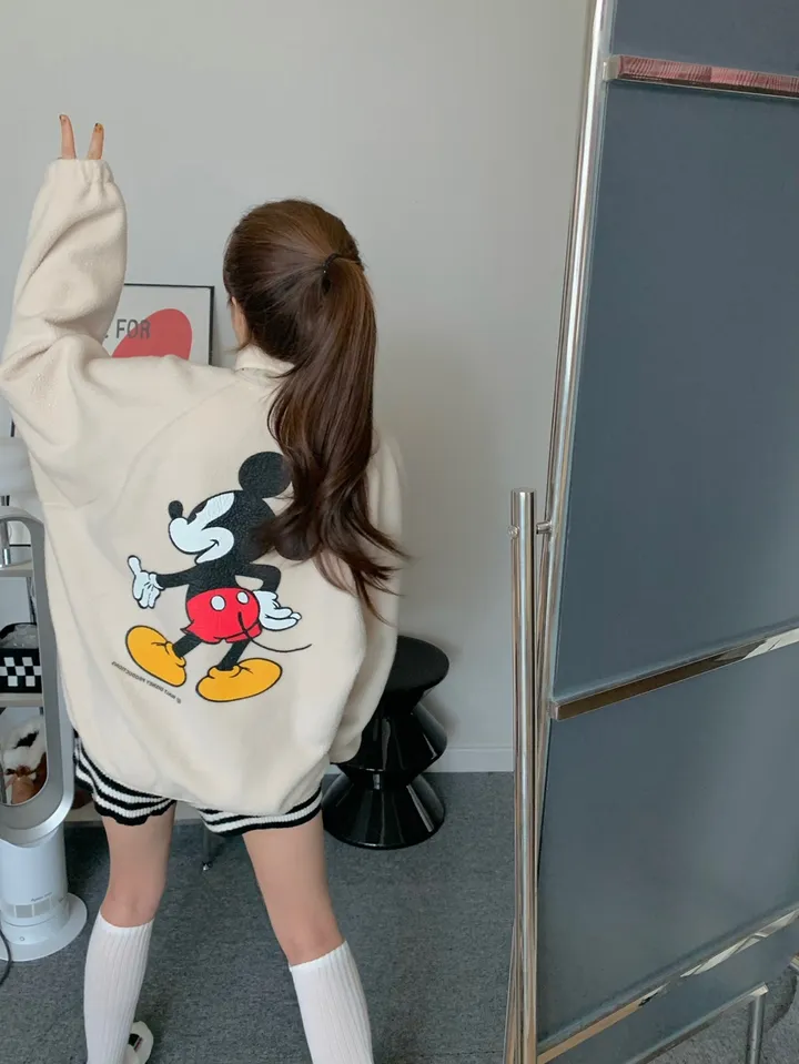 [🌠디즈니정품💭/남녀공용❤️/도링룩단독🤸] 미키 후리스 점퍼 미키마우스 캐릭터 뽀글이 집업 잠바 겨울 아우터 (3color) 상세 이미지 10