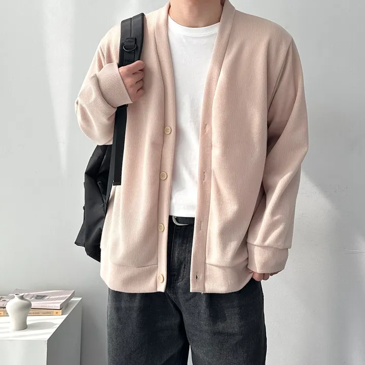 4color 어깨 +3cm 남녀공용 오버핏 소프트 루즈핏 니트 가디건 자켓 남자브이넥베이직가디건 상세 이미지 15