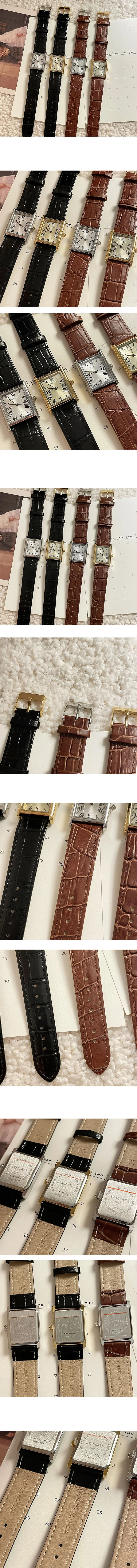[커플템추천] 스퀘어 남여공용 빅프레임 소가죽 시계 (4color) *Wrinkle 상세 이미지 2
