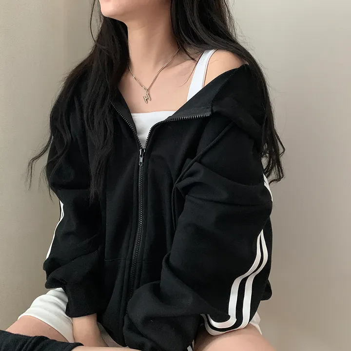 [루즈핏/꾸안꾸🖤] 키트 투라인 후드 집업 점퍼 상세 이미지 10