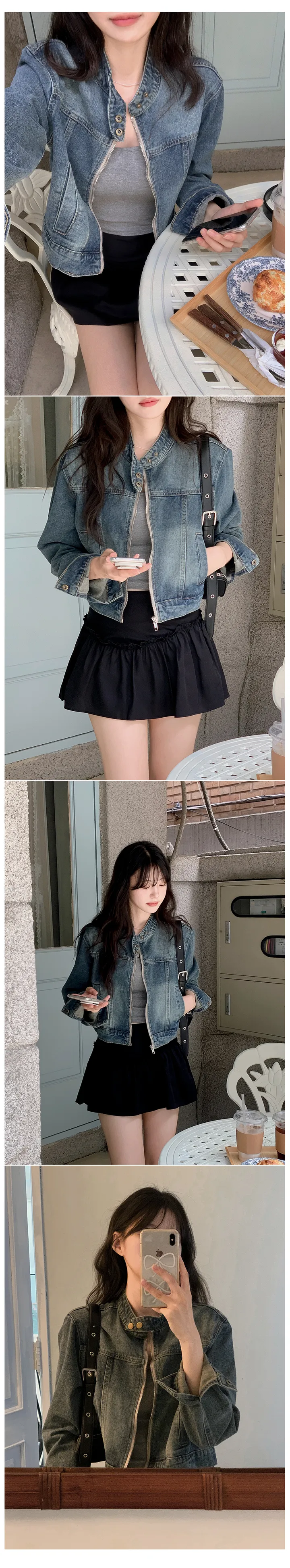 [봄옷][얼리스프링]스프링 모노 워싱 크롭 데님 자켓(2color) 상세 이미지 7