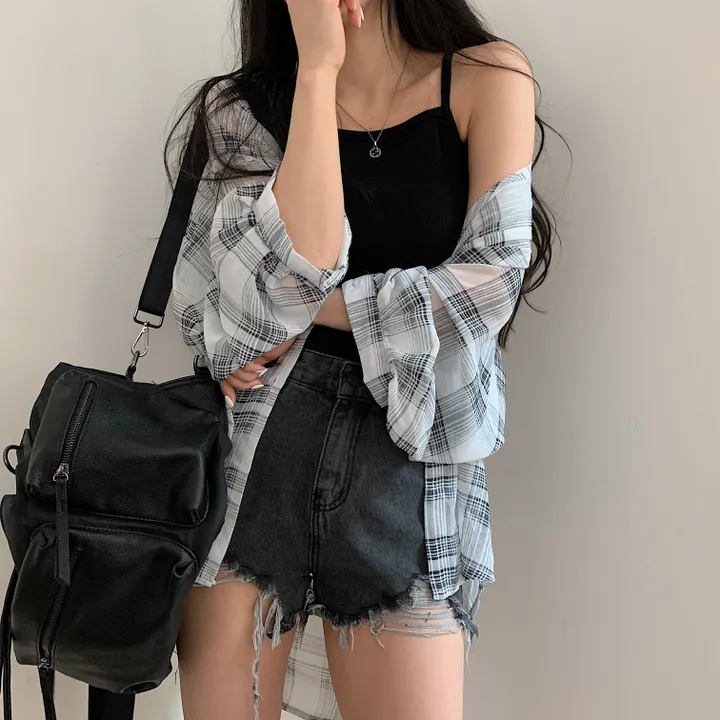 [장마철&휴가철] 은은한 시스루 루즈핏 체크남방,셔츠;2col 상세 이미지 29