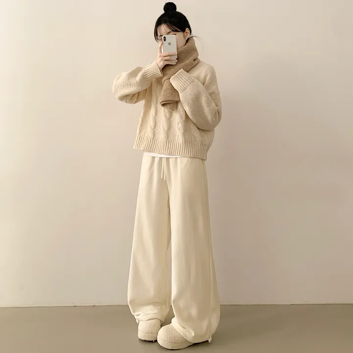 [왕도톰/한겨울까지!] 융기모 골덴 코듀로이 겨울 밴딩 스트링 와이드 트레이닝 롱팬츠 상세 이미지 5