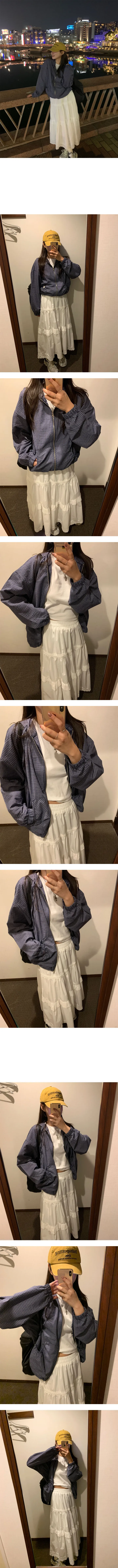 [주문폭주🤍/간절기자켓]콤마 체크 리본 스트링 바람막이 후드셔츠 자켓 - 2color 상세 이미지 10