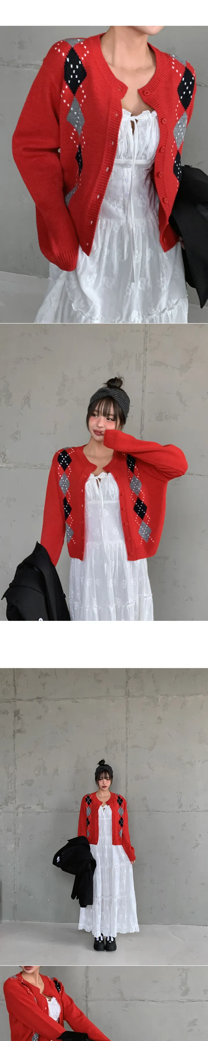 스프링 아가일 가디건 상세 이미지 2
