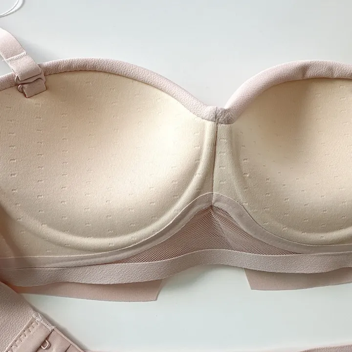볼륨업 하프컵 반컵브라 심리스 뽕브라 노와이어 편한 오프숄더 튜브탑 A컵 AA컵 여름 끈없는 브라탑 팬티 속옷 세트 상세 이미지 11