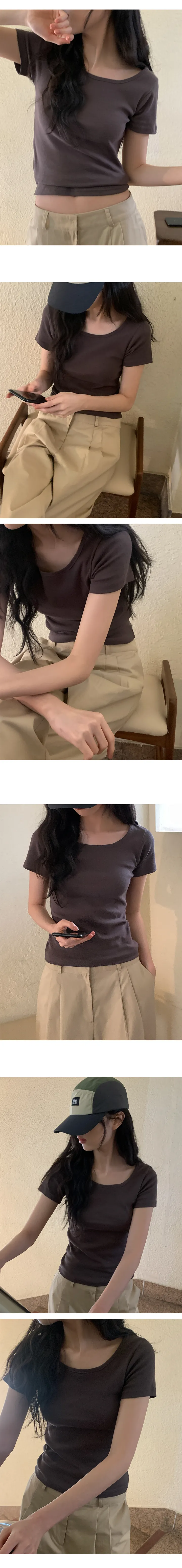 [일부컬러당일] 커비 데일리 슬림핏 라운드 기본 반팔 티셔츠 상세 이미지 4