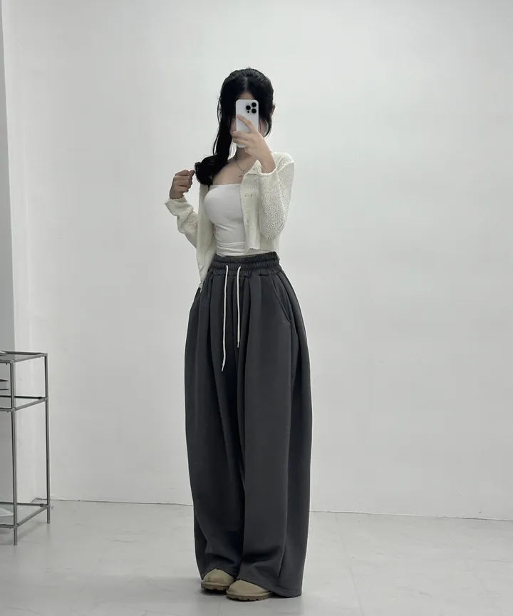 [재구매율증명/3만장돌파🌸/여름강추템] 더블 허얇골넓핏 와이드 하이웨스트 핀턱 사이드핀턱 오버핏 트레이닝 밴딩 팬츠 상세 이미지 35