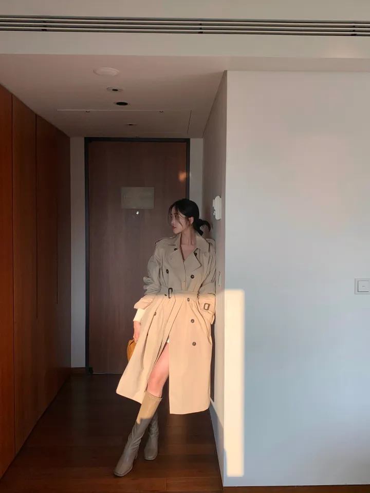 유행안타는![핏보장/국내] 가을 루즈핏 퍼프 벨트 롱트렌치 바바리 코트-3col 상세 이미지 6