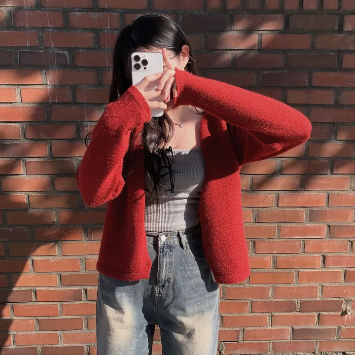 [new컬러추가!/피부하얘보이는❤️]얼굴에 형광등 켰어? 피부 하얘보이는 이유2, 배색 라인 라운드넥 니트 가디건 상세 이미지 20