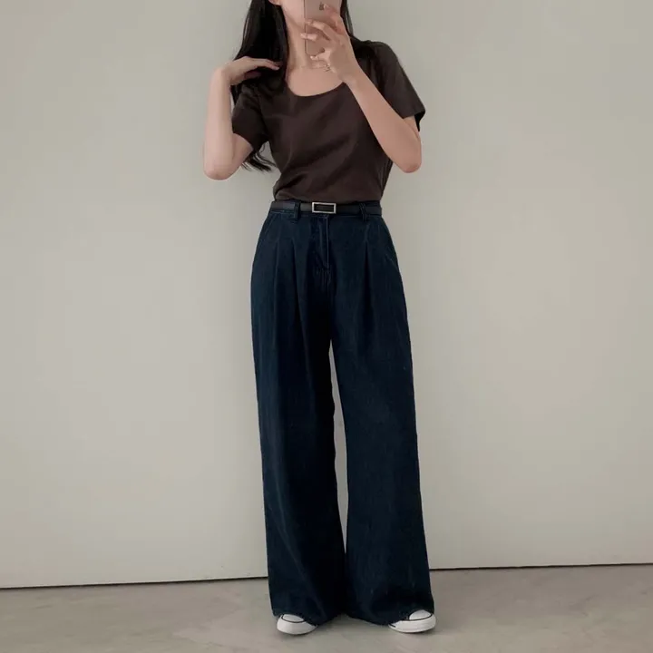 [팔말라핏/국내제작!]팔뚝살 부각없는, 라이프 베이직 스퀘어넥 루즈핏 반팔 티셔츠 상세 이미지 64