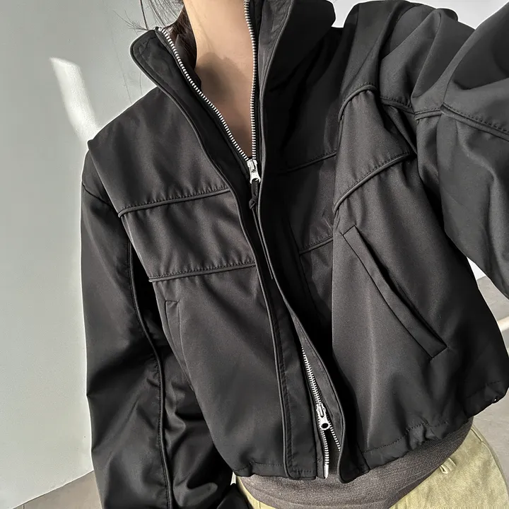 당일출고🚀[quality/도톰] 하이넥 파이핑 고프코어 루즈핏 스트링 바람막이 점퍼 3color 상세 이미지 42