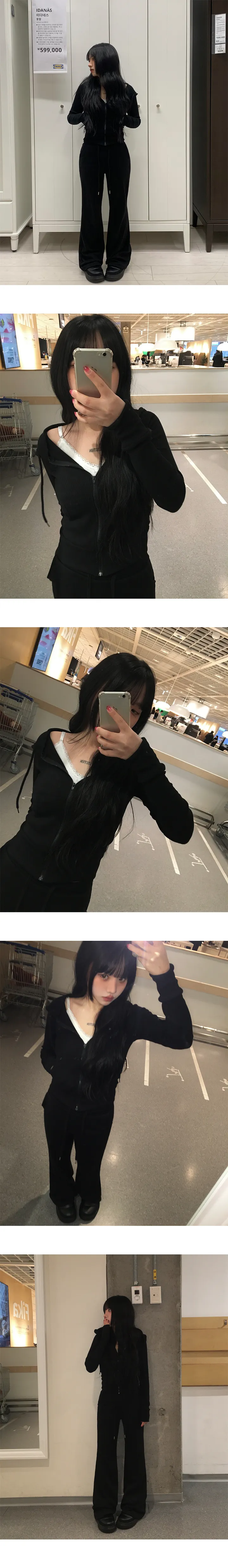 [코디문의폭주🖤/SET가격]셔즈 슬림 집업 부츠컷 투피스 세트(후드집업, 팬츠) 상세 이미지 15