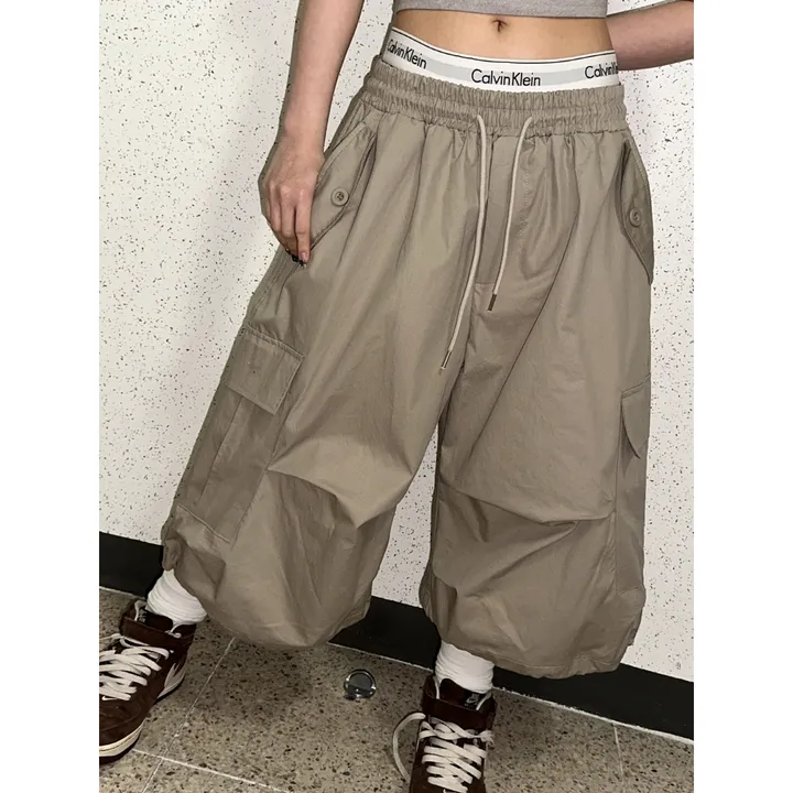★BEIGE 4/25 출고예정★[UNISEX]더블 포켓 커버 포인트 유니크 핀턱 카고 코튼 루즈 스트링 버뮤다 하프 팬츠(4color) 상세 이미지 41