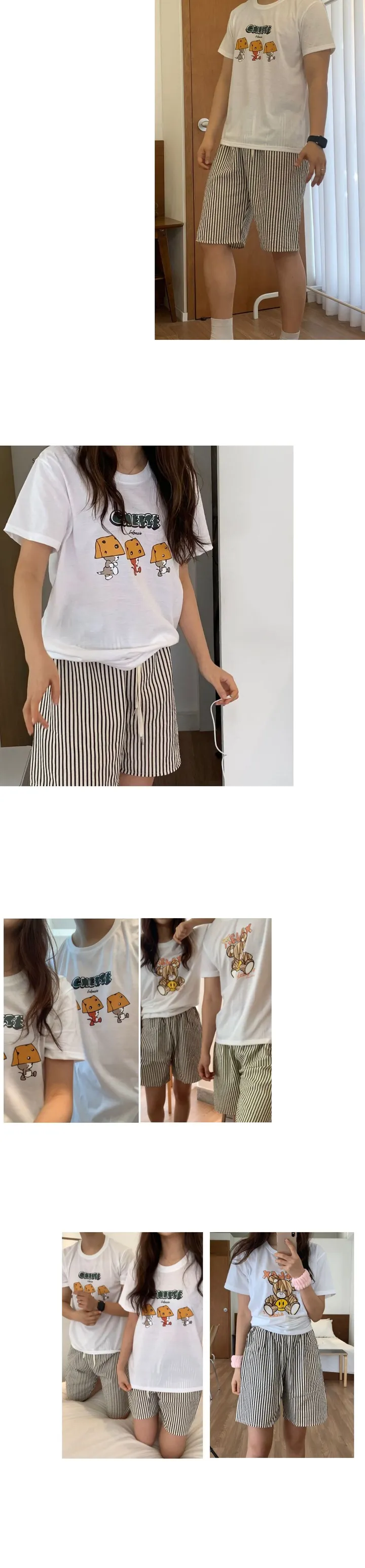 ❣️신상❣️ 남녀 커플 반바지 잠옷 스트라이프 여름 팬츠 2종 상세 이미지 12