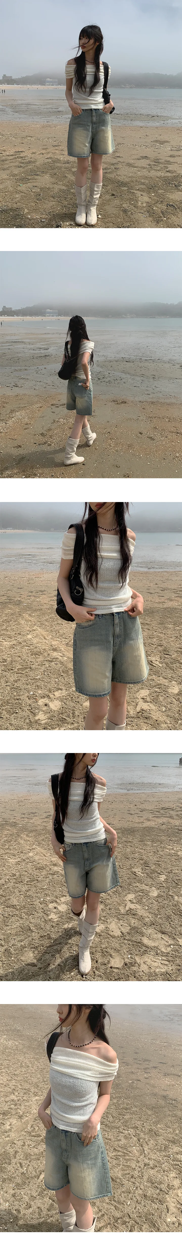 [특가세일🖤]옐로우틴 워싱 숏 데님 팬츠 상세 이미지 8
