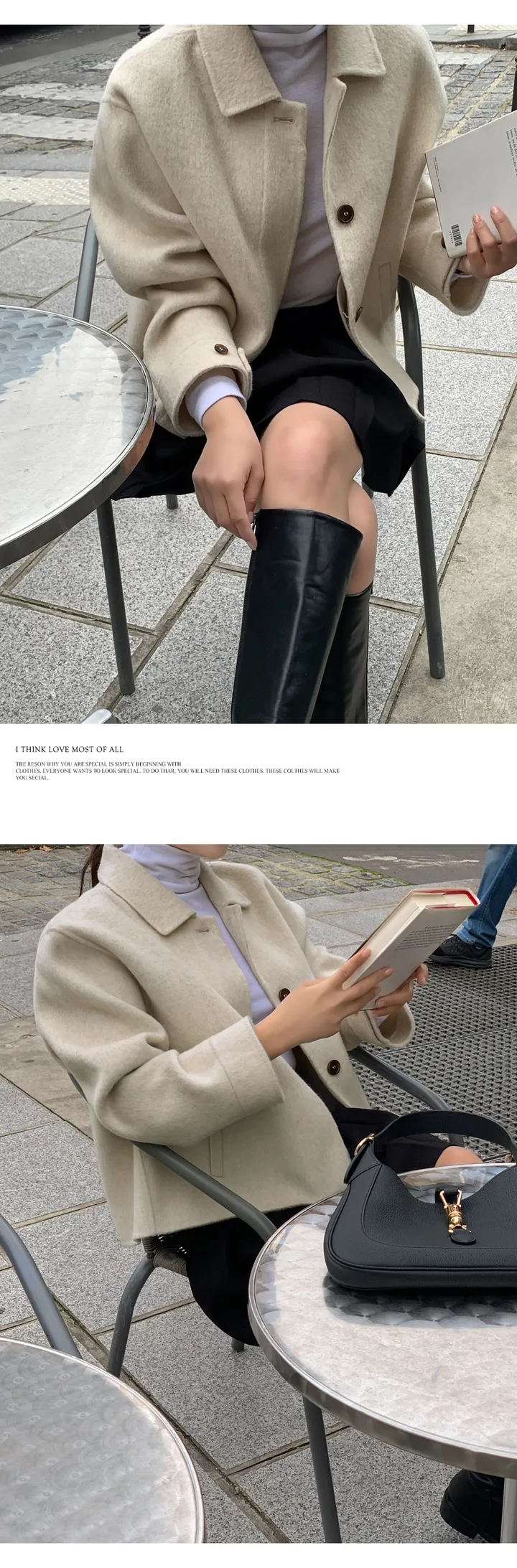 [자체제작/3천장돌파/S-L]프롬드 소프트 울 히든단작 핸드메이드 숏 코트 상세 이미지 55