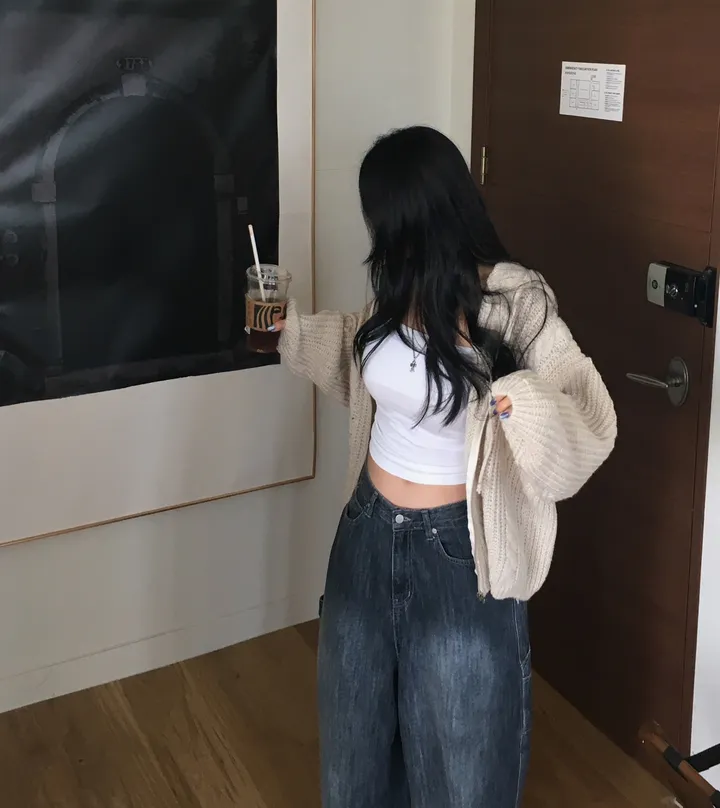 [군살쏙~] 여리 후드 꽈배기 아방 루즈 박시핏 후드집업 상세 이미지 13