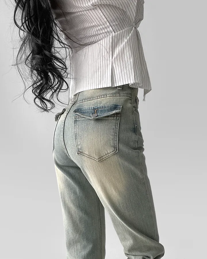 [~XL/2기장] 보헤미안 포켓걸 인어핏 S라인 워싱 부츠컷 데님 팬츠 바지 상세 이미지 59