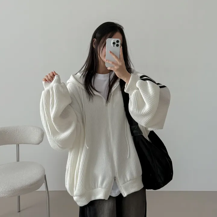 [왕오버핏/투웨이지퍼]일루션 투라인 후드집업 상세 이미지 21