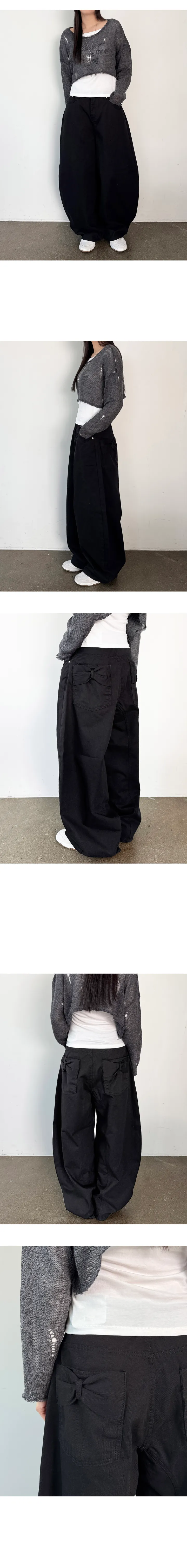 (3size) 리본 포켓 코튼 와이드 팬츠 상세 이미지 4