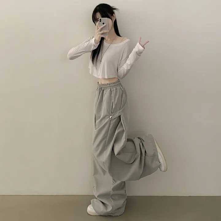 [남녀공용/스냅버튼🩶] 하체커버! 바스락 사이드핀턱 투웨이 조거 와이드 트레이닝 스트링 밴딩 폴딩 벌룬 롱팬츠 빅사이즈 상세 이미지 5