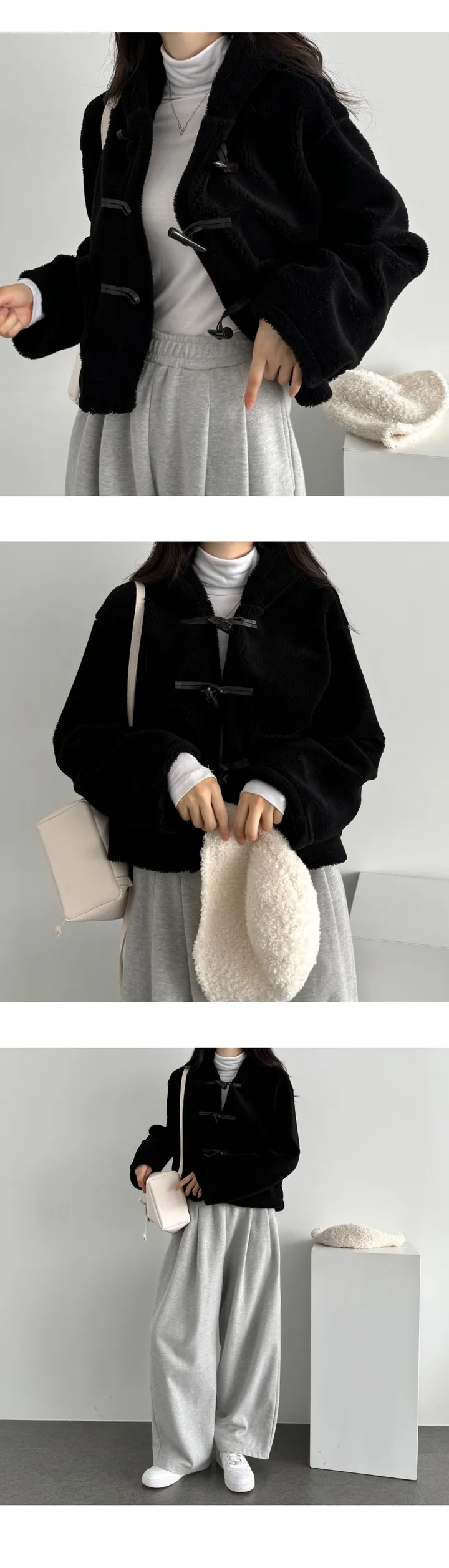 포근포근🌨️☃️] 뽀글 곰돌이 밍크 떡볶이 숏 후드 점퍼 자켓 상세 이미지 27