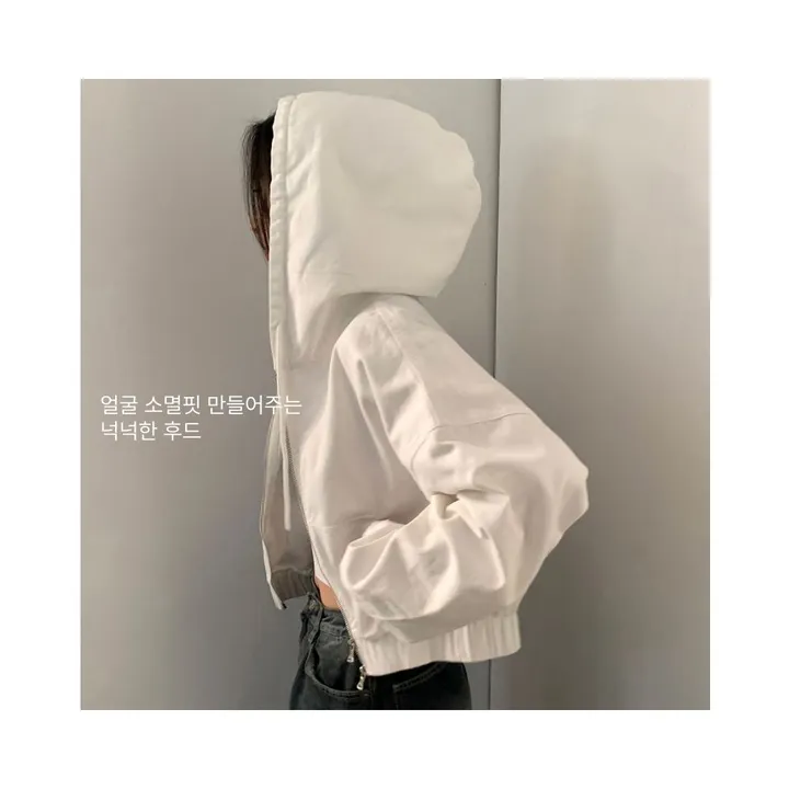 [얼굴소멸/핏잡혀있는] 루니 코튼 루즈핏 후드 집업 점퍼  크롭 후드 자켓 상세 이미지 1