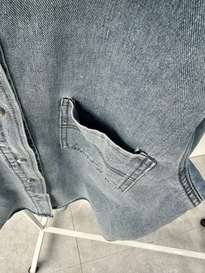 청셔츠 오버핏셔츠 청남방 데님 두꺼운 카라티 여성 똑딱이단추 아우터 자켓느낌 루즈핏 봄 가을 연청 진청 상세 이미지 14