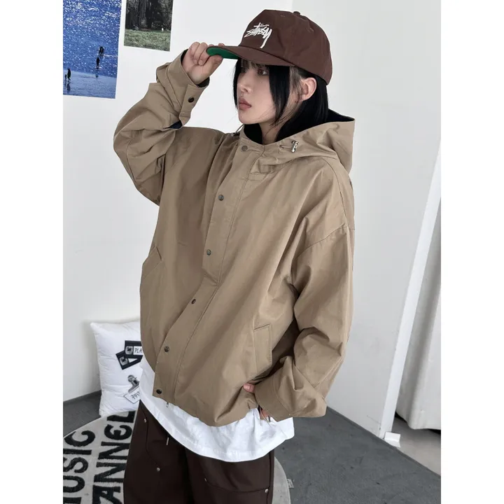 [UNISEX]라코 컬러 배색 포인트 빈티지 후드 야상 점퍼 자켓(3color) 상세 이미지 24