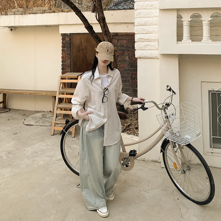 [여리여리~한여름까지✨] 린넨 오버핏 스트라이프 힙덮는 긴팔셔츠 레이어드 남방 꾸안꾸 캠퍼스룩 빅사이즈 상세 이미지 20