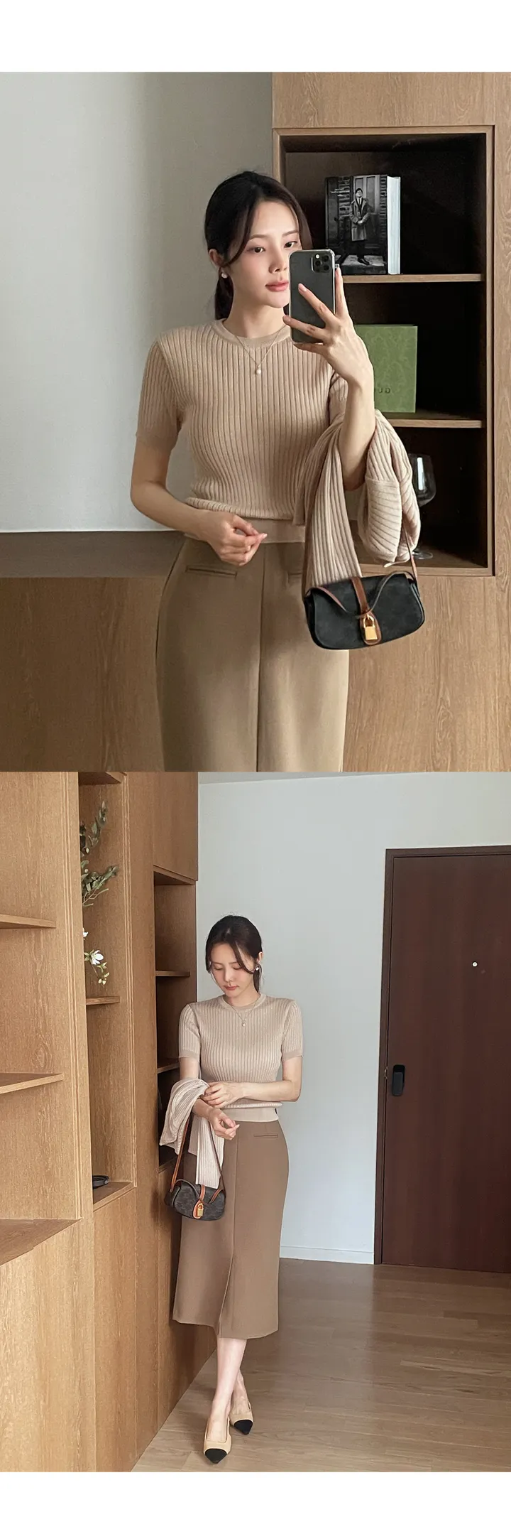 [단품구매가능] 레딜 라운드 골지 반팔 니트 가디건 상세 이미지 32