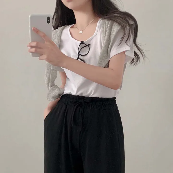 [팔말라핏/국내제작!]팔뚝살 부각없는, 라이프 베이직 스퀘어넥 루즈핏 반팔 티셔츠 상세 이미지 49